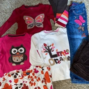 Baby Gap Boho Lot 4t 5 Owl Fall Leaves Vintage
